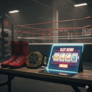 an open laptop showing slot demo on the screen